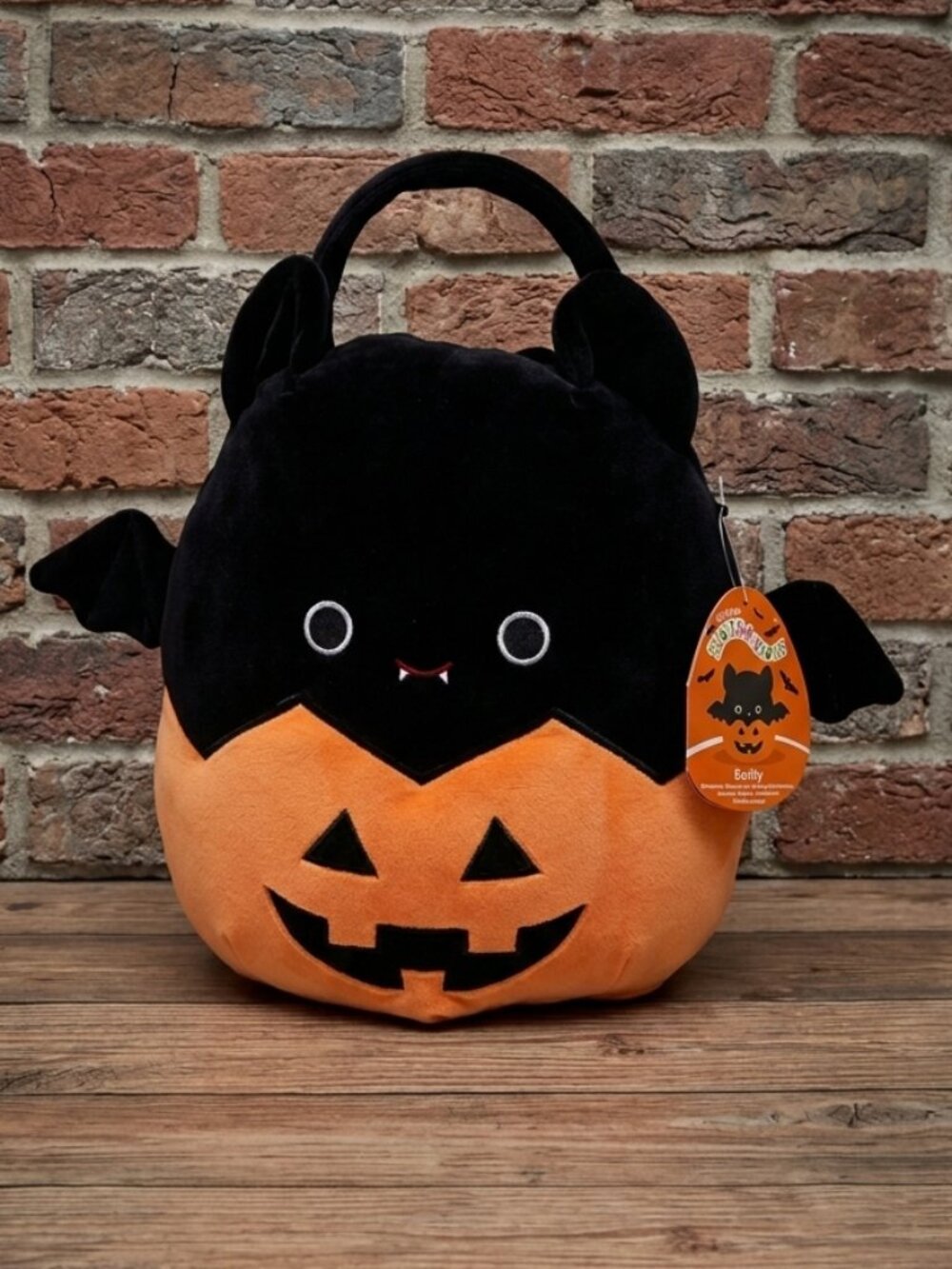 NWT Squishmallows Emily the Bat Halloween Plush Treat Pail 12" Candy Bucket